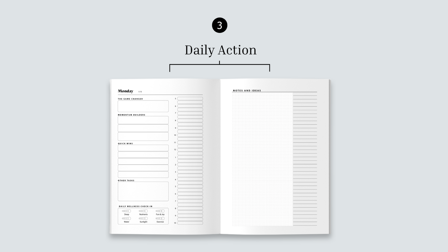 Hustle & Harmony Planner, Undated - Midnight & Ocean Mist
