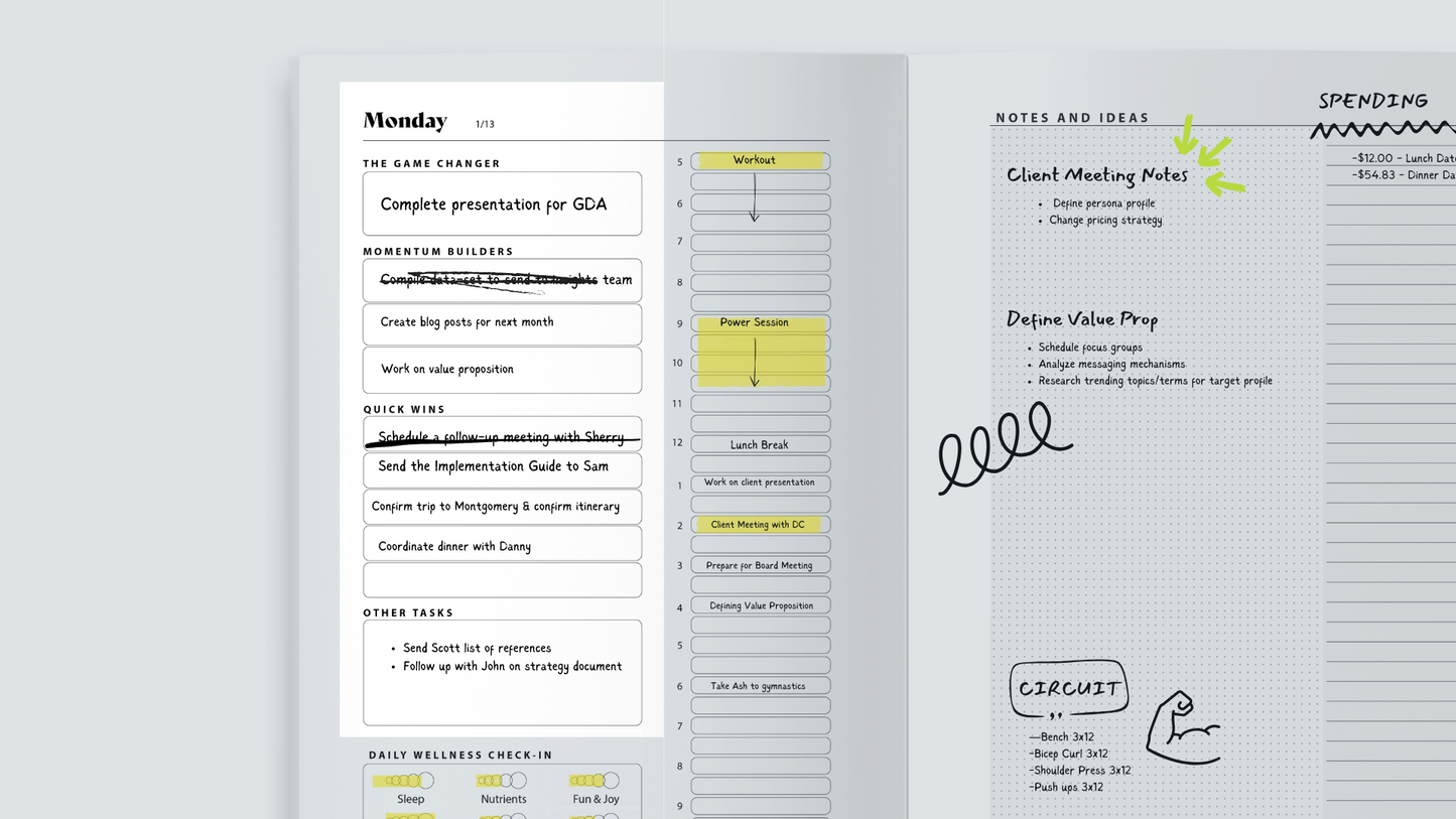 Hustle & Harmony Planner, Undated - Midnight & Ocean Mist