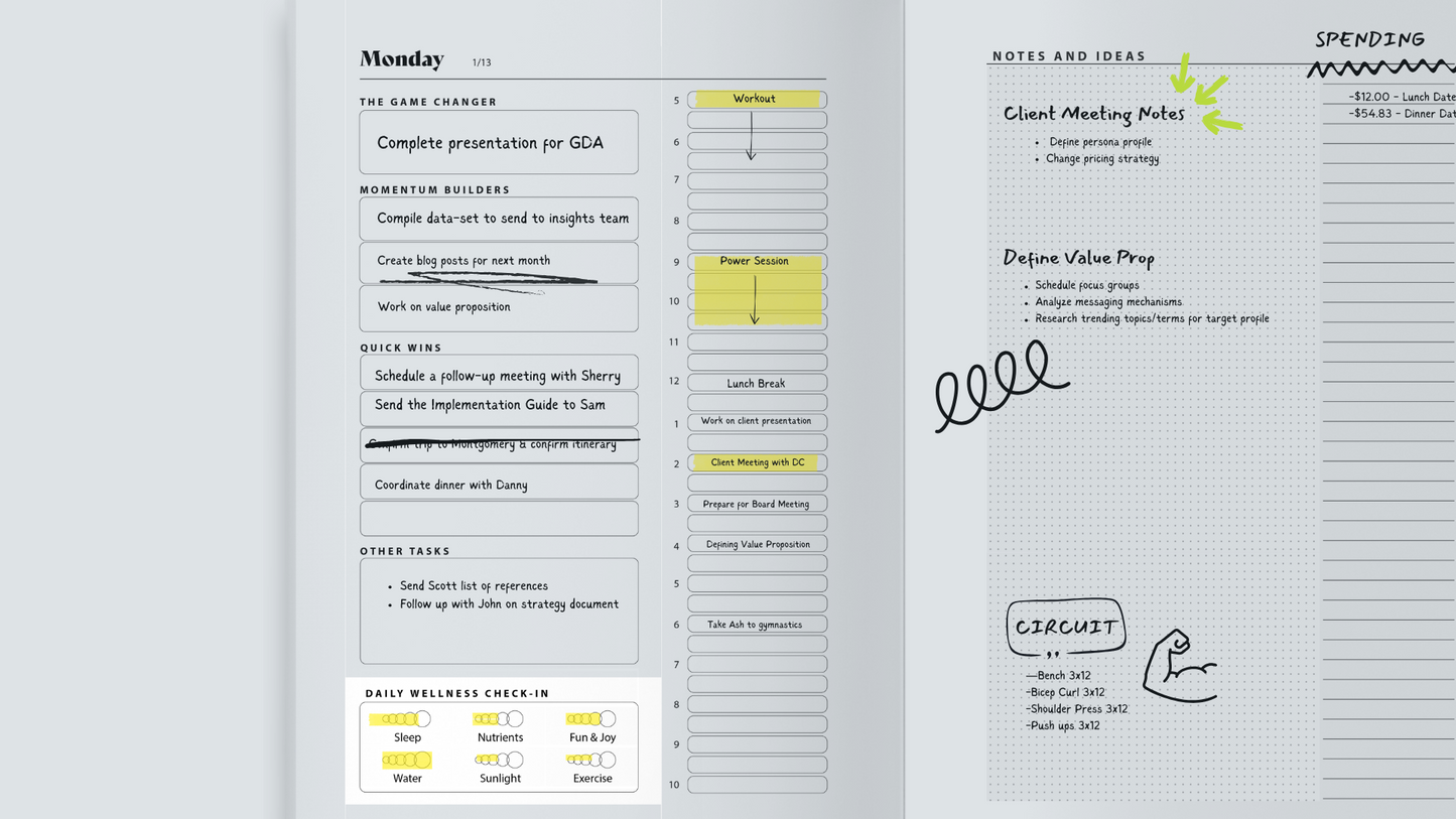 Hustle & Harmony Planner, Undated - Midnight & Ocean Mist