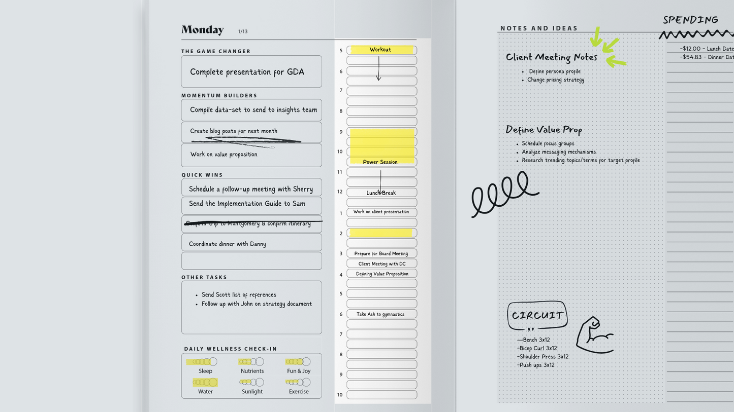 Hustle & Harmony Planner, Undated - Midnight & Ocean Mist