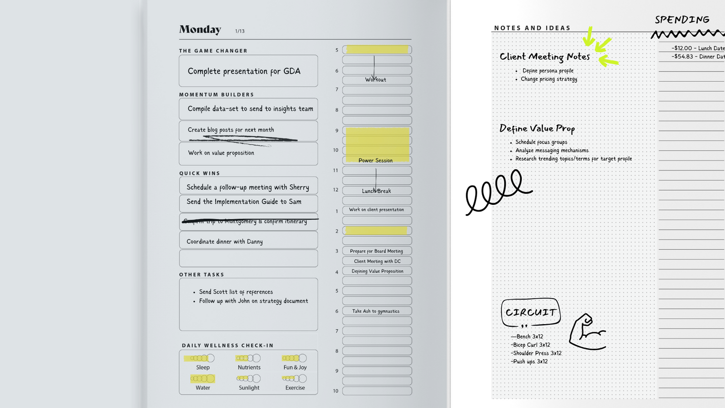 Hustle & Harmony Planner, Undated - Midnight & Ocean Mist
