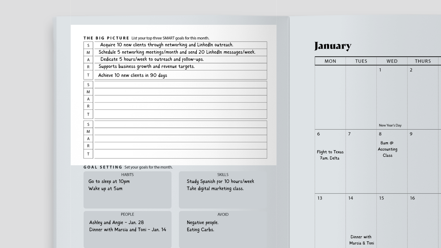 Hustle & Harmony Planner, Undated - Midnight & Ocean Mist