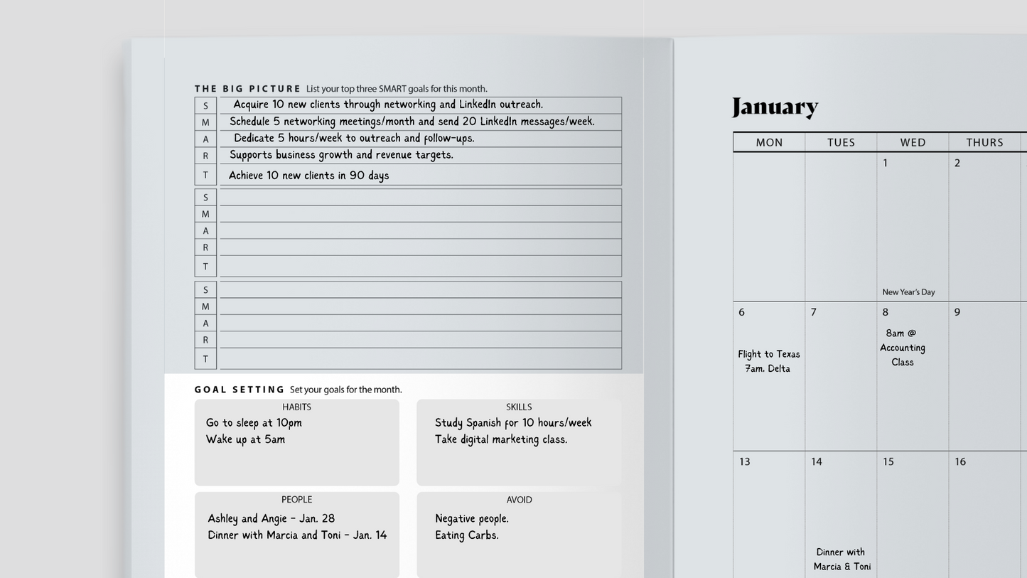 Hustle & Harmony Planner, Undated - Midnight & Ocean Mist