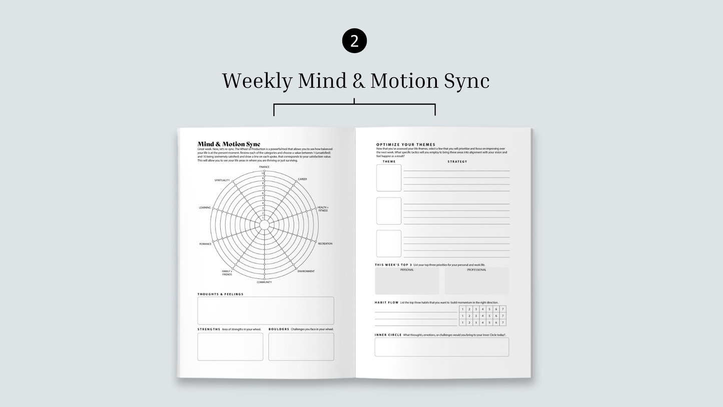Hustle & Harmony Planner, Undated - Midnight & Ocean Mist